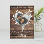Boho land rustieke hout foto bruiloft kaart (Staand voorkant)