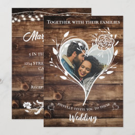 Boho land rustieke hout foto bruiloft kaart