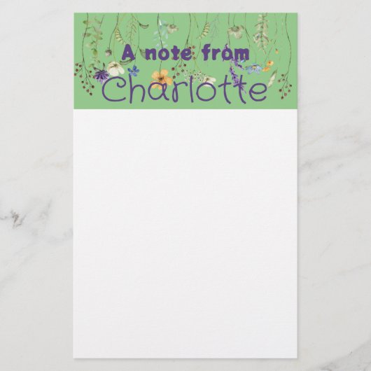 Boho Land wilde bloem waterverf groen Briefpapier (Voorkant)