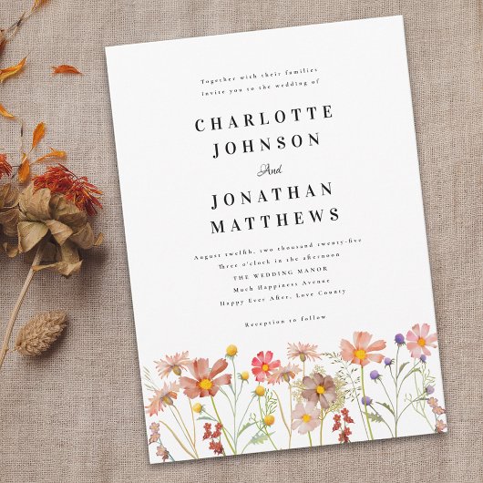 Boho Landelijk Wilde Bloemen Bloemstuk Kaart