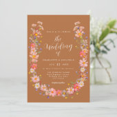 Boho Landelijk Wilde Bloemen Herfst Bruiloft Kaart (Staand voorkant)