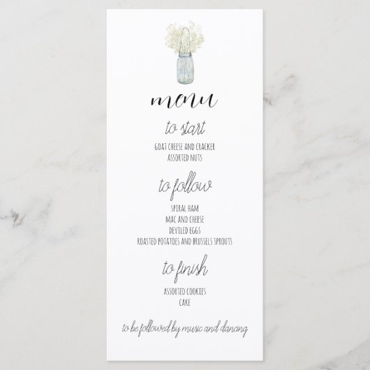 Boho Landelijke Chique Diner Menu (Voorkant)