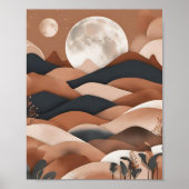 Boho Landscape Moon Terracotta Poster (Voorkant)