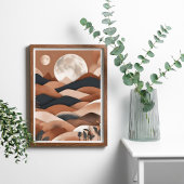 Boho Landscape Moon Terracotta Poster