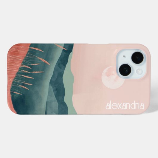 Boho Landschap Abstracte bergen met naam Case-Mate iPhone Case (Achterkant (horizontaal))