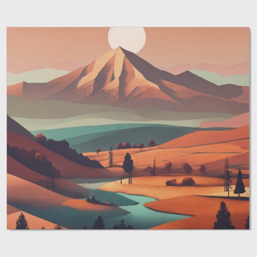 Boho landschap cadeaupapier (Vlak)