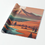 Boho landschap cadeaupapier (Uitgerold)