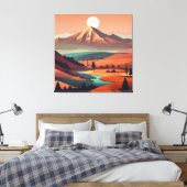 Boho landschap - Stretched Canvas Print (Quad) (Insitu (Slaapkamer))