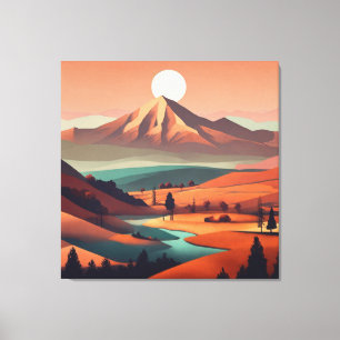 Boho landschap - Stretched Canvas Print (Quad)