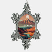 Boho landschap tin sneeuwvlok ornament (Links)
