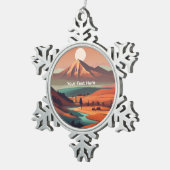 Boho landschap tin sneeuwvlok ornament (Rechts)