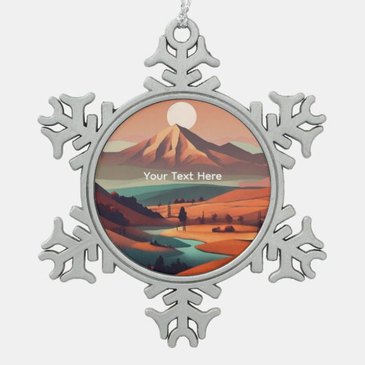 Boho landschap tin sneeuwvlok ornament (Voorkant)