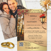 Boho Lantern Gold Fall Wedding Invitation Kaart