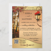 Boho Lantern Gold Fall Wedding Invitation Kaart (Voorkant)
