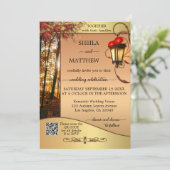 Boho Lantern Gold Fall Wedding Invitation Kaart (Staand voorkant)