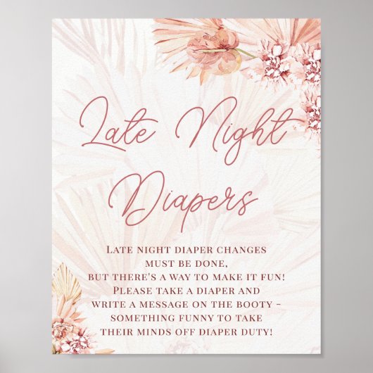 Boho late nacht diapers Blush Baby shower Sprinkle Poster (Voorkant)