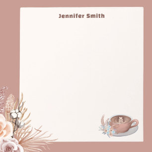 Boho Latte met bloemen gepersonaliseerd Notitieblok