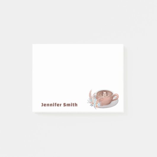 Boho Latte met bloemen gepersonaliseerd Post-it® Notes (Voorkant)