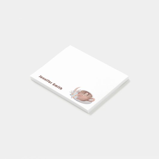 Boho Latte met bloemen gepersonaliseerd Post-it® Notes (Schuin)