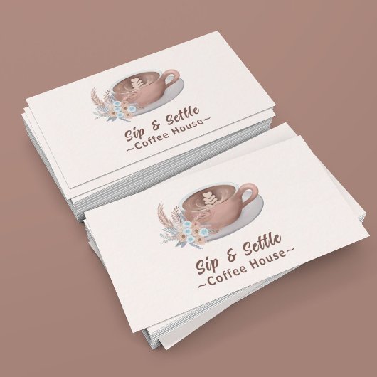 Boho Latte met bloemen gepersonaliseerd Visitekaartje