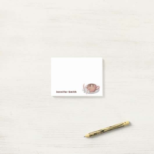 Boho Latte Met Bloemen Persoonlijk Post-it® Notes (Op bureau)