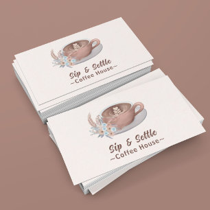 Boho Latte Met Bloemen Persoonlijk Visitekaartje