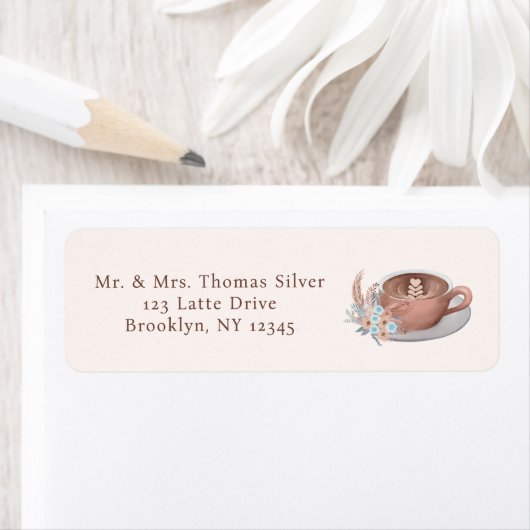 Boho Latte met bloemen retouradres Etiket (Insitu)