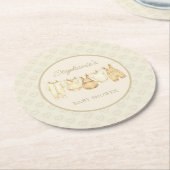 Boho Laundry Line Baby Shower Ronde Kartonnen Onderzetter (Gebogen)