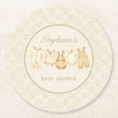 Boho Laundry Line Baby Shower Ronde Kartonnen Onderzetter (Voorkant)