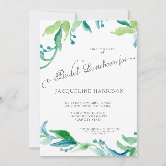BOHO Laurel Leaf Olive Branch Bridal Luncheon Kaart (Voorkant)