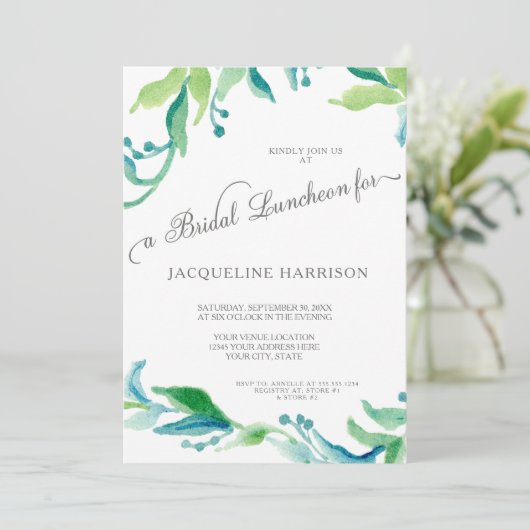 BOHO Laurel Leaf Olive Branch Bridal Luncheon Kaart (Staand voorkant)