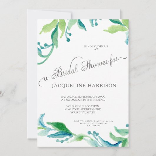 BOHO Laurel Leaf Olive Branch Vrijgezellenfeest Kaart (Voorkant)