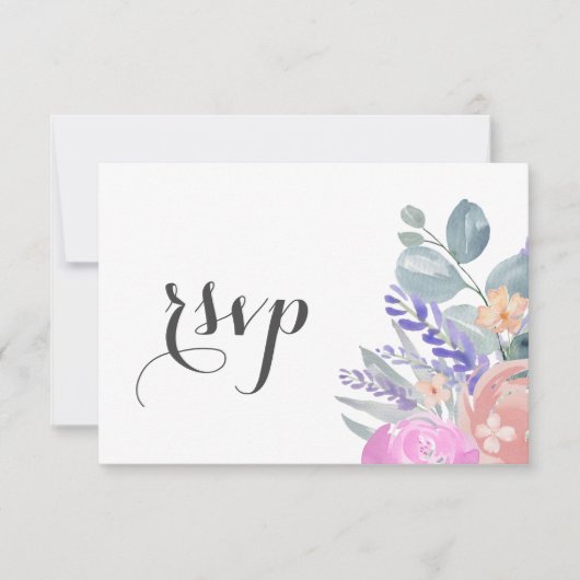 Boho Lavendel Bloem- & Eucalyptus Huwelijks RSVP Kaartje (Voorkant)