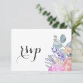 Boho Lavendel Bloem- & Eucalyptus Huwelijks RSVP Kaartje (Staand voorkant)