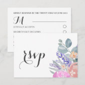 Boho Lavendel Bloem- & Eucalyptus Huwelijks RSVP Kaartje (Voorkant / Achterkant)