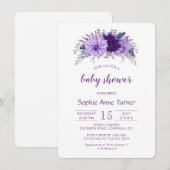 Boho Lavendel Bloem Pluim Paars Baby Shower Kaart (Voorkant / Achterkant)