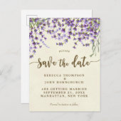 Boho lavendel bloemenbruiloft Bewaar de datum Aankondigingskaart (Voorkant / Achterkant)