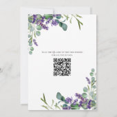 Boho Lavendel Eucalyptus Elegant Modern QR-code Save The Date (Achterkant)