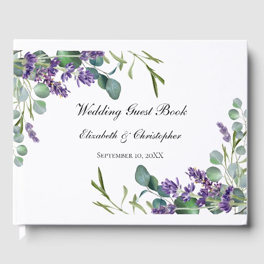 Boho Lavendel Eucalyptus Groene Huwelijk Gastenboek (Voorkant)