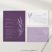 Boho Lavendel Floral Minimalistische bruiloft uitn Kaart