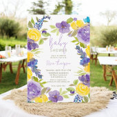 Boho lavendel geel floral baby shower kaart