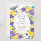 Boho lavendel geel floral baby shower kaart (Voorkant)