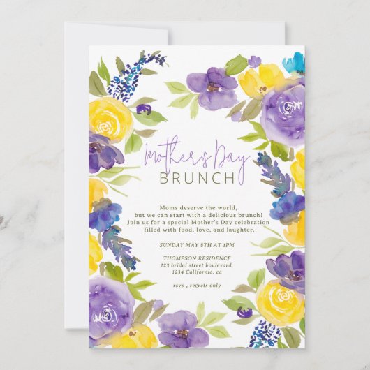 Boho lavendel geel floral moederdag kaart (Voorkant)