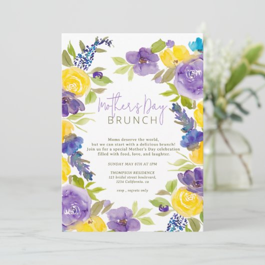 Boho lavendel geel floral moederdag kaart (Staand voorkant)