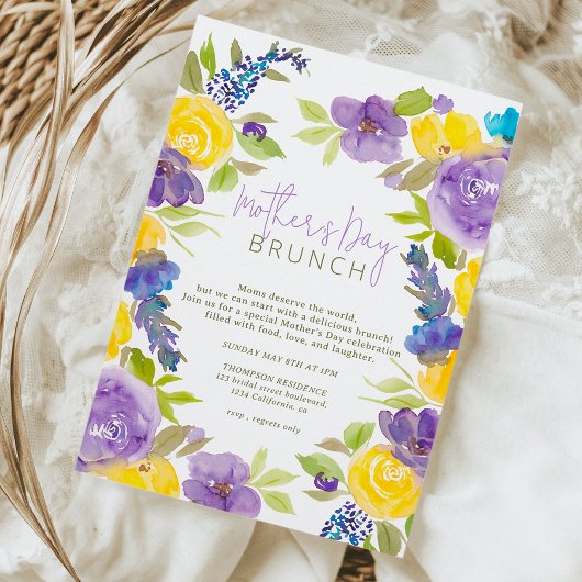 Boho lavendel geel floral moederdag kaart