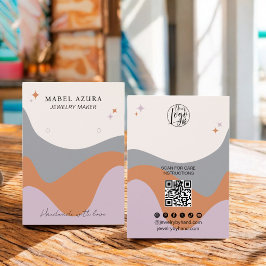 Boho lavendel grijs Sieraden maker Qr logo oorbel Visitekaartje