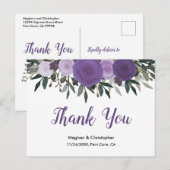 Boho Lavendel Paarse Waterverf Bloemen Dank u Briefkaart (Voorkant / Achterkant)