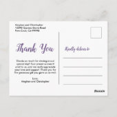 Boho Lavendel Paarse Waterverf Bloemen Dank u Briefkaart (Achterkant)