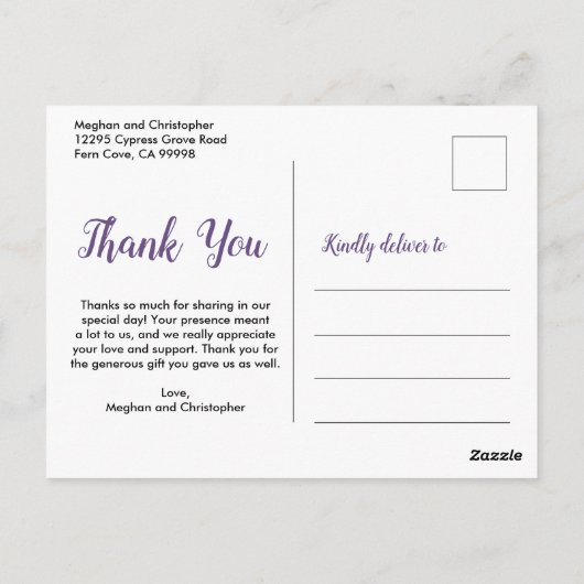 Boho Lavendel Paarse Waterverf Bloemen Dank u Briefkaart (Achterkant)