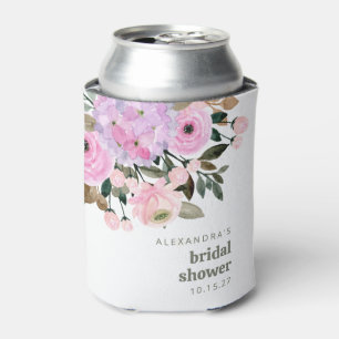 Boho Lavendel Roze Bloemige Waterverf Bruidsdouche Blikjeskoeler